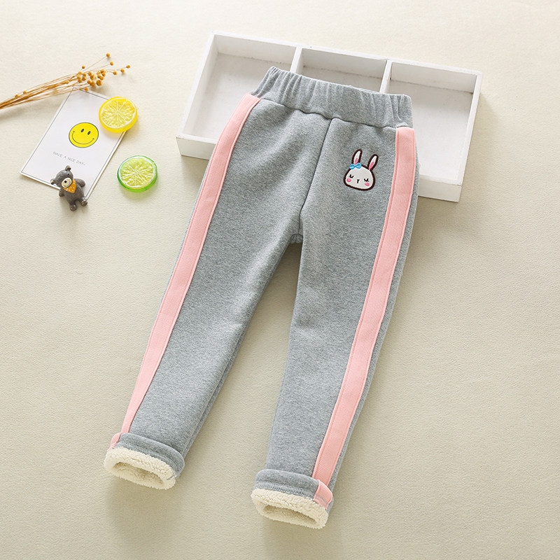 加厚羊羔绒一体绒女童打底裤冬季韩版中大童撞色儿童宝宝长裤加绒,淘宝优惠券,粉丝福利购,淘宝优惠卷