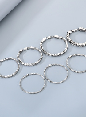 速卖通高级感不锈钢正反链手链男霸气个性古巴链钛钢龙骨链不掉色