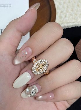 特大号200斤胖妹满钻开口戒指