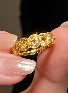 碎冰冰铜钱戒指大号女胖妹