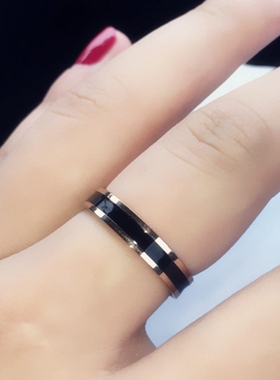 黑白条18k玫瑰金钛钢简约风情侣