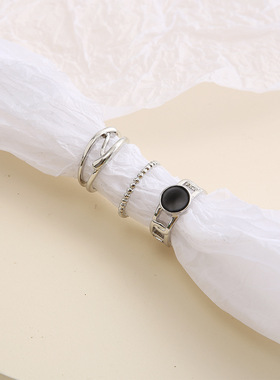 3pcs Women Rings冷淡风戒指女ins风3件套食指戒时尚个性新潮指环