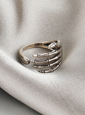 Ring暗黑系手掌戒指嘻哈街头ins风复古做旧个性时尚骷髅五爪指环