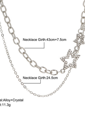 Choker Necklace 镶嵌水钻双层项链冷淡风嘻哈短款锁骨链链条颈链