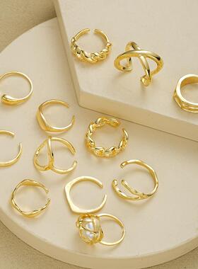 12pcs Ring Sets异形光面戒指指环欧美ins风手饰开口戒指12件套装