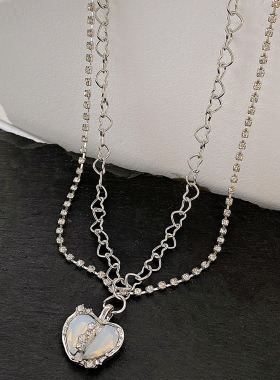 Cute Necklaces小众项链创意轻奢高级分裂爱心微点锆石甜酷项链