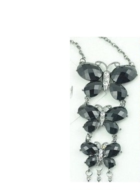 滢朵朵日韓新款 三排蝴蝶 镶钻 项链 毛衣链 a01106