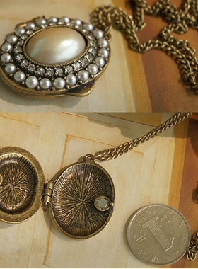 欧美复古珍珠镶钻毛衣链