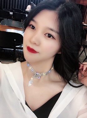 朵朵欧美满钻珍珠冰花项圈锁骨链