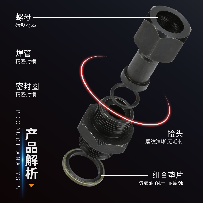 高压液压油管接头公制组合式转O型直通变径对丝接头14*1.5/16*1.5 - 图1