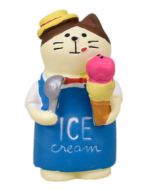 Zakka 夏日冰淇淋冰棒甜筒猫咪可爱雪怪潮玩创意微缩场景摆件