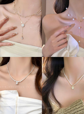 波浪纹黑色蝴蝶项链不规则小众设计锁骨链女2023年新款高级