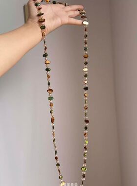 中古项链波西米亚彩色贝壳串珠双层项链复古轻奢度假