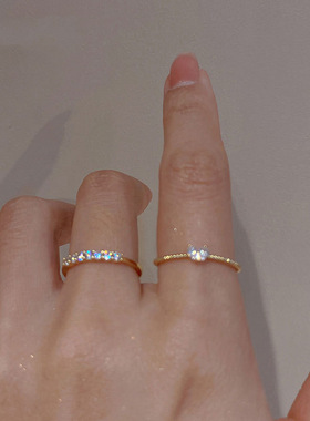 爱心开口戒指2件套装轻奢小众设计时尚指环网红百搭爱心戒指女