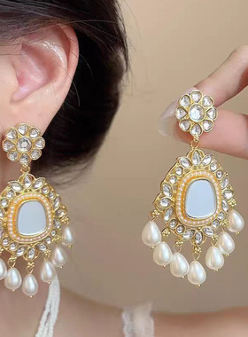 法式复古水滴吊坠多层珍珠项链耳环套装轻奢小众高级感礼服配饰