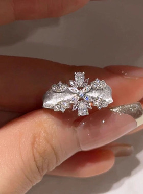 小红书爆款手工拉丝闪钻戒指女指环轻奢高级感食指戒对戒一件代发