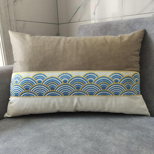 新中式沙发腰靠枕简约现代长方形靠枕古典中国风客厅床头腰靠垫 - 图2