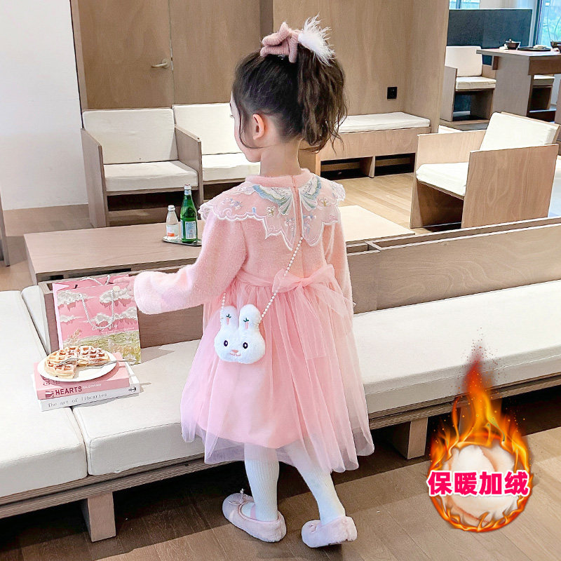 女童披肩连衣裙秋冬季洋气加厚儿童水貂绒女孩公主裙加绒宝宝裙子,淘宝优惠券,粉丝福利购,淘宝优惠卷