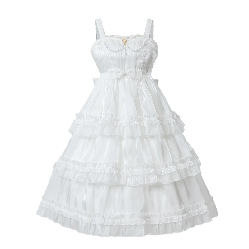 星纱恋曲 lolita裙原创设计jsk优雅蓬蓬裙白色洛丽塔吊带连衣裙,淘宝优惠券,粉丝福利购,淘宝优惠卷