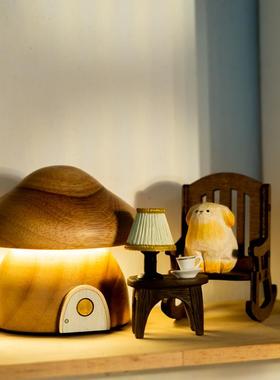 慕丫子创意治愈实木蘑菇小夜灯