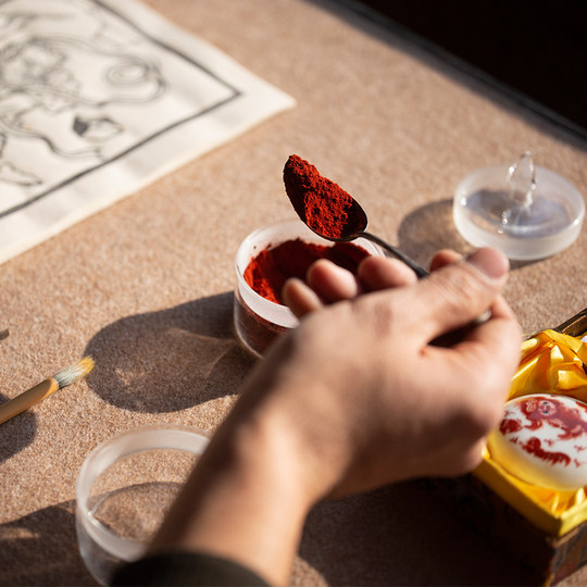 魁星踢斗  手工印制吉祥缘起图