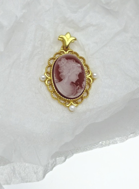 S925纯银Cameo德国玛瑙浮雕吊坠