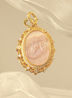 S925纯银贝雕中古礼物18K金