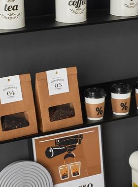 现代高级简约咖啡主题整体橱柜展厅道具储物罐样板间厨房装饰饰品