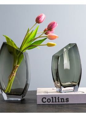 轻奢风描金玻璃鲜花软装装饰摆件