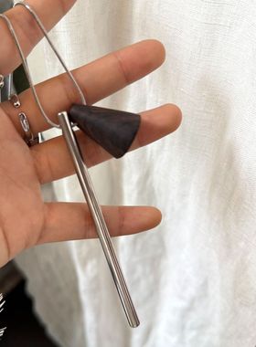 不锈钢吊坠长款项链设计感