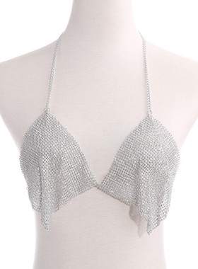 欧美夜店挂脖金属身体链