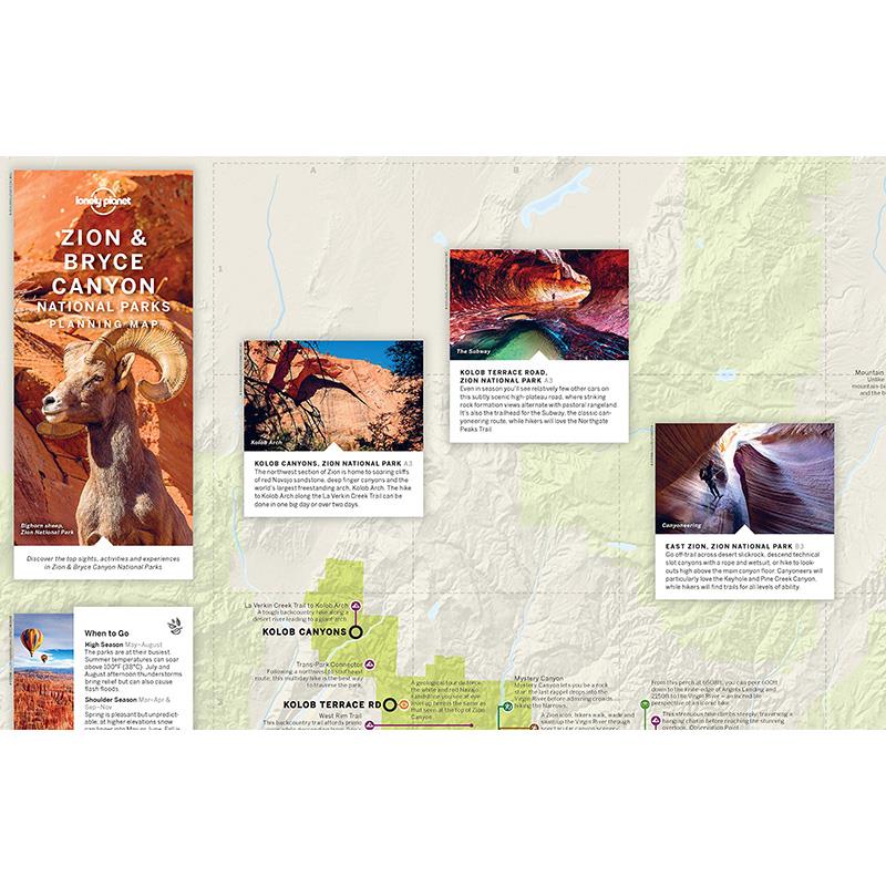 【预售】英文原版LP孤独星球Zion & Bryce Canyon National Parks Planning Map 1 锡安 布莱斯2019年第1版旅游书籍 - 图1