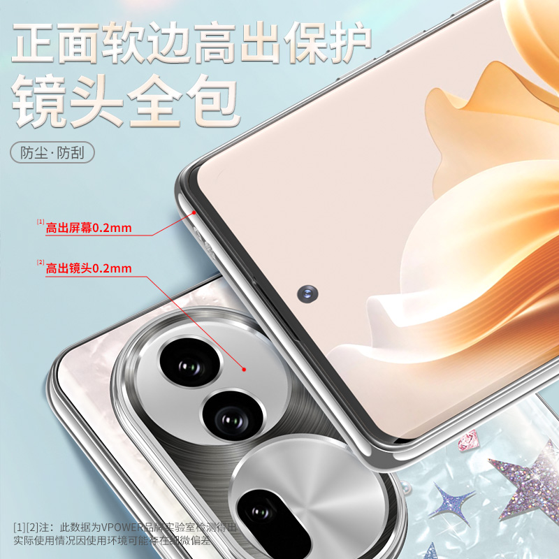 适用opporeno11手机壳reno11pro新款女曲面屏高级感小众oppo全包防摔reon不顶膜ren0气质por网红星星0pp0挂绳-图2