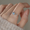 Blue crystal star sterling silver ring for women 2025 new style