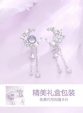 蝴蝶流苏纯银耳钉女2026新款高级感小众设计感送女朋友耳环耳饰