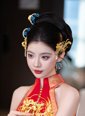 梦瑶新款新娘头饰重工高级感爆款潮流新中式凤凰秀禾服结婚发饰品