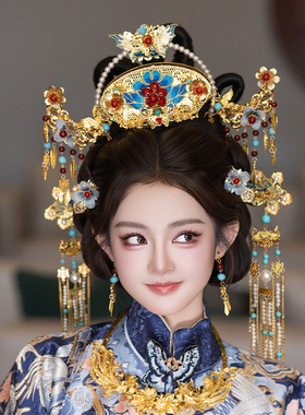 新娘发饰明制汉服古风奢华大气凤冠结婚重工精致新款古装时尚发饰