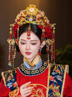2026奢华新娘发饰汉服重工大凤冠华丽古风婚礼高级感原创凤凰头饰