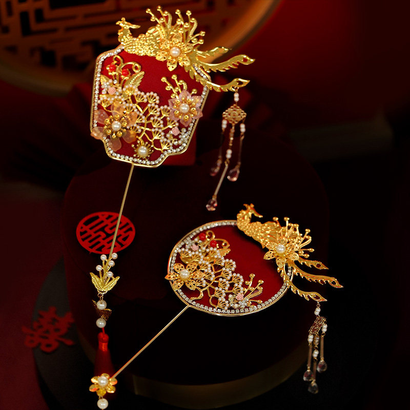 新娘喜扇简约古风小团扇唯美凤凰流苏拍照精致礼服晨袍配饰品扇子,淘宝优惠券,粉丝福利购,淘宝优惠卷