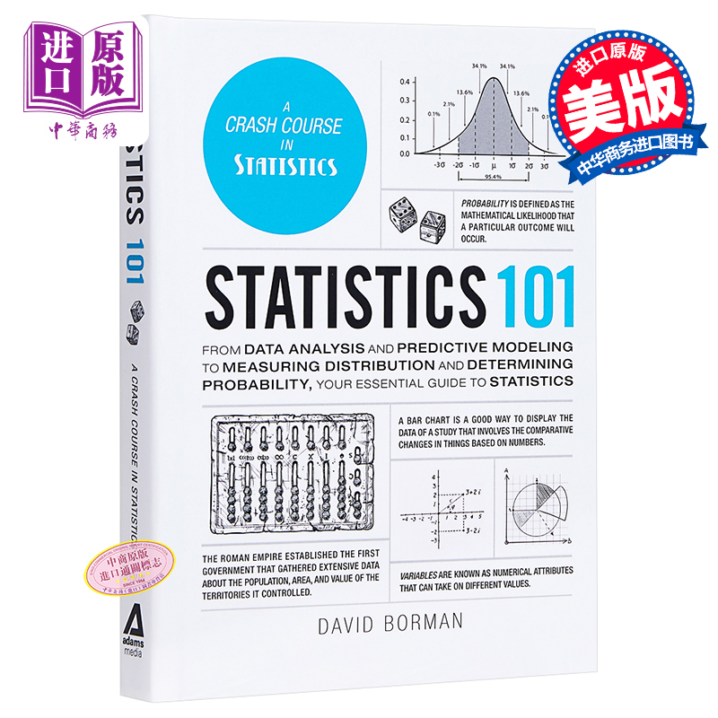 现货 【中商原版】101系列：统计学 英文原版 数学科学 Statistics 101 David Borman Adams Media - 图0