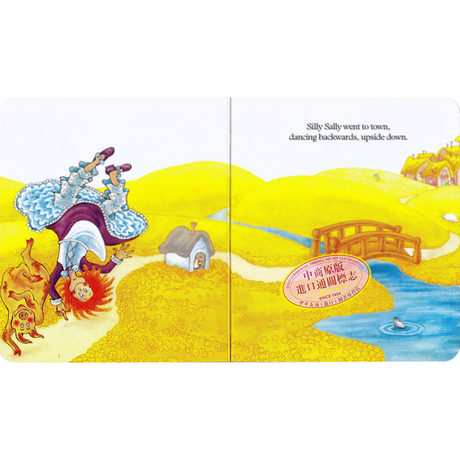 Silly Sally Cardboard Book English Original Silly Sally The Girl Walking Upside Down Liao Caixing Book