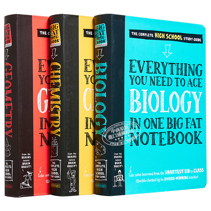 现货学霸笔记化学生物几何高中3本套装 Everything You Need to Ace in One Big Fat Notebook英文原版 Matthew Brown-图3