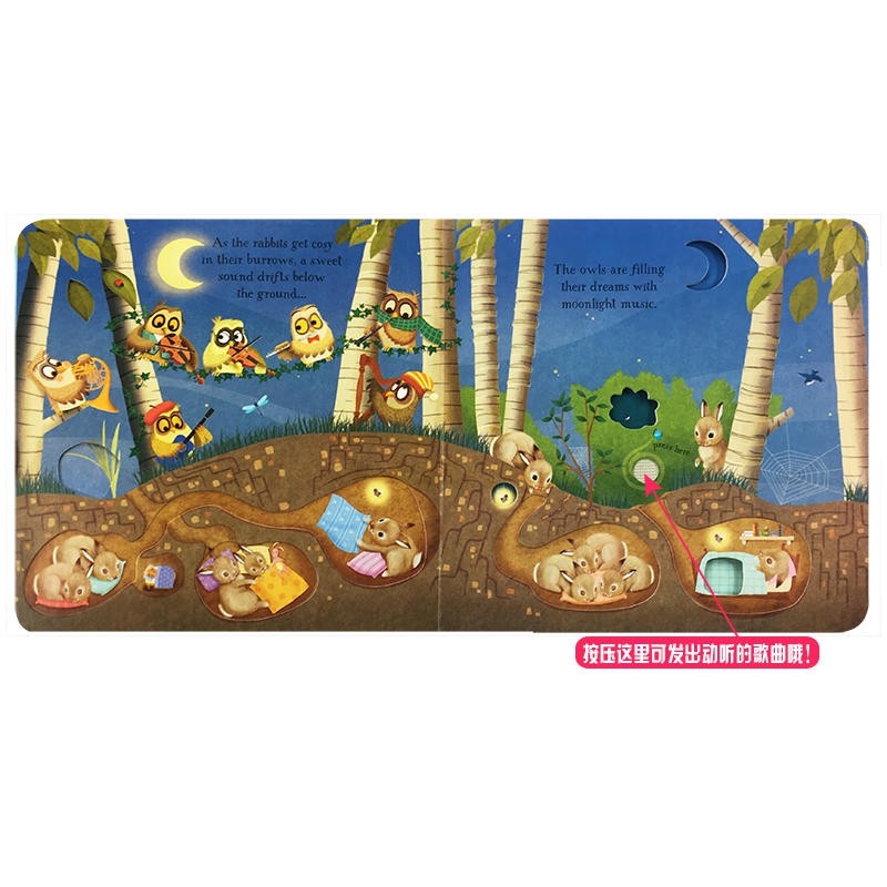 预售【中商原版】宝宝的摇篮曲英文原版 Baby's Bedtime Music Book纸板书睡前音乐绘本 36岁发声书_虎窝淘