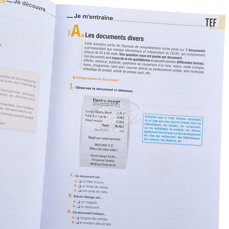 现货 法语备考用书 TEF考试 训练用书 2023版 TEF Livre dentrainement Nouvelle Edition 法文原版 结构化学习 测试【中商原版】 - 图2