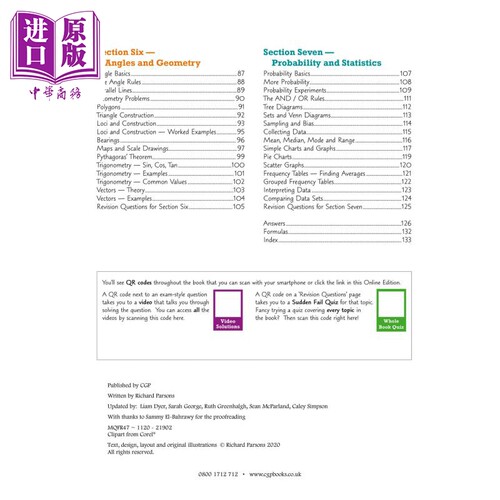 预售 2021GCSE Maths AQA修订指南Foundation inc在线版视频和测验New 2021GCSE Maths AQA Revision Guide Foundation【中商原版? - 图1