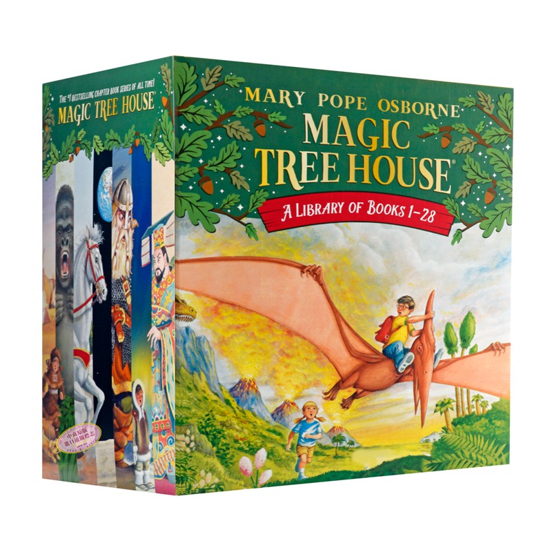 送资源 神奇树屋英文版Magic Tree House 1-28盒装第一季 桥梁书章节书全套装 美国中小学生课外读物 神奇书屋英文原版 中商? - 图0