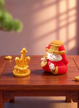 可爱妈祖洒金玉帆平安纳福小摆件