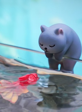 荡绳水豚卡皮巴拉动物挂鱼缸小猫