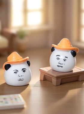 搞怪熊猫头摇摇表情包微景观摆件