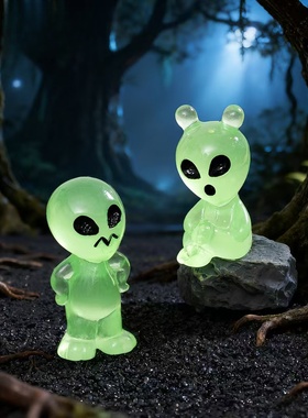 夜光表情外星人公仔桌面小摆件